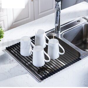 Roll Up Dish Drying Rack, Silicone Wrapped Over The Sink Multipurpose rack 1 Set